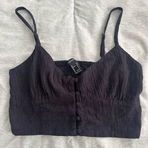 Forever 21 Black Textured Crop Top